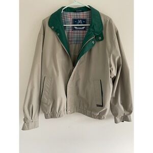 Vintage 80s Members Only Jacket Tan Green Lightweight Casual Men Size M